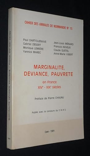 Seller image for Marginalit, dviance, pauvret en France, XIVe-XIXe sicles (Cahier des annales de Normandie n13) for sale by Abraxas-libris