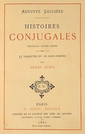 Bild des Verkufers fr Histoires conjugales. Nouveaux contes lestes. zum Verkauf von Harteveld Rare Books Ltd.