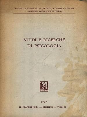 Bild des Verkufers fr Studi e ricerche di psicologia zum Verkauf von Librodifaccia