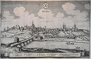 Salfeldt. Gesamtansicht , Kupferstich um 1650. Saalfeldt Thüringen. Aus Merian's "Topographie Sup...