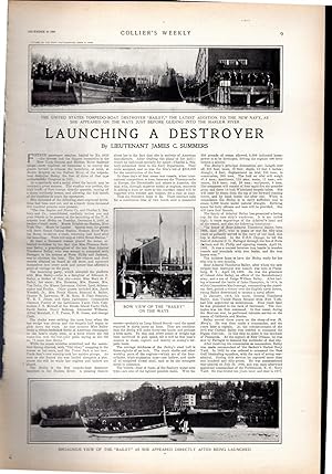 Bild des Verkufers fr PRINT: "Launching a Destroyer By Lieutenant James C. Summers".story & photos from Collier's Weekly; December 23, 1899 zum Verkauf von Dorley House Books, Inc.