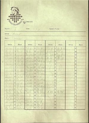 Bild des Verkufers fr 1st International Tal Memorial Chess tournament Riga 1995 Boris Gulko v Garry Kasparov (Score Sheet) zum Verkauf von The Book Collector, Inc. ABAA, ILAB