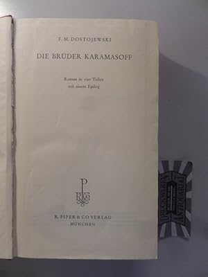 Bild des Verkufers fr Die Brder Karamasow. Roman in vier Teilen mit einem Epilog. zum Verkauf von Druckwaren Antiquariat