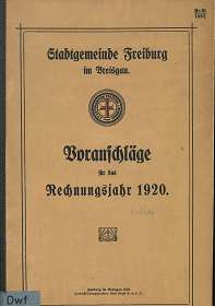 Voranschläge für das Rechnungsjahr 1920 der Stadtgemeinde Freiburg im Breisgau,