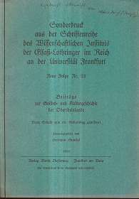 Sonderdruck aus der Schriftenreihe des Wissenschaftlichen Instituts der Elsaß-Lothringer im Reich...
