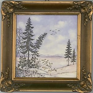E. Rwinchen - Framed 20th Century Mixed Media, Winter Snow Landscape