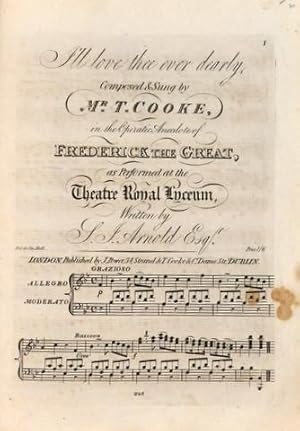 Bild des Verkufers fr I`ll love thee ever dearly; composed & sung in the operatic anecdote of Frederick the Great zum Verkauf von Paul van Kuik Antiquarian Music