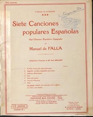 Siete canciones populares Españolas. Adaption française de M. Paul Milliet. Le recueil complet, v...