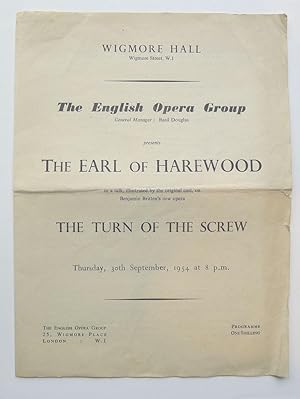 The English Opera Group presents The Earl of Harewood in talk, illustrated by the original cast, ...
