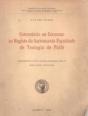 Seller image for Comentario on Censuras ao Registo da Sacrossanta Faculdade de Teologia de Paris for sale by JP Livres