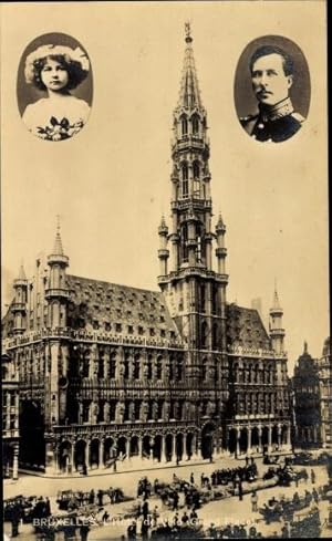 Bild des Verkufers fr Ansichtskarte / Postkarte Bruxelles Brssel, Hotel de Ville, Knig Albert I von Belgien, Portrait zum Verkauf von akpool GmbH