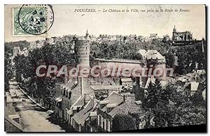 Bild des Verkufers fr Carte Postale Ancienne Fougeres Le Chteau Et La Ville vue Prise De La Route De Rennes zum Verkauf von CPAPHIL