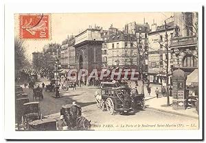 Paris (10eme) Carte Postale Ancienne la porte et le boulevard Saint MArtin (tres animée)