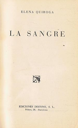 Seller image for LA SANGRE for sale by Librera Torren de Rueda