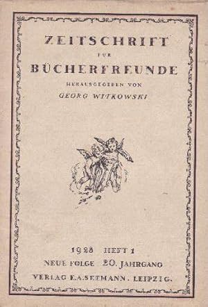 Bild des Verkufers fr Zeitschrift fr Bcherfreunde. Organ der Gesellschaft der Bibliophilen, des Vereins deutscher Buchgewerbeknstler und der Wiener Bibliophilengesellschaft. Neue Folge. 20.Jahrgang, Heft 1. Mit vielen Textabbildungen. zum Verkauf von Antiquariat Heinz Tessin