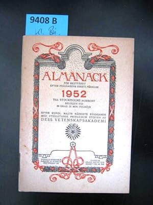 Almanack 1952. För Aret Efter Prälsarens Kristi Födelse 1952.
