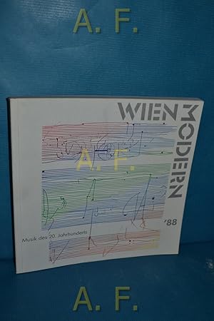 Bild des Verkufers fr Wien Modern, 26. Oktober bis 21. November 1988. Ein internationales Festival mit Musik des 20. Jahrhunderts veranstaltet vom kulturamt der Stadt Wien gemeinsam mit der Gesellschaft der Musikfreunde in Wien und der Wiener Konzerthausgesellschaft. zum Verkauf von Antiquarische Fundgrube e.U.