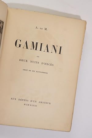 Gamiani ou Deux Nuits d'excès. Orné de dix eaux-fortes (attribuées à André Collot).