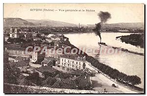 Carte Postale Ancienne Givors vue générale Et Le Rhone