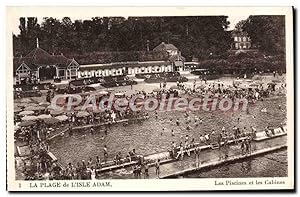 Carte Postale Ancienne L'Isle Adam Les Piscines Et Les Cabines