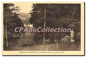 Carte Postale Ancienne St Denis sur Sarthon le Château du fault un coin du parc