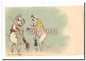 Image du vendeur pour Carte Postale Ancienne Humour Chiens (menageer bouledogue) mis en vente par CPAPHIL