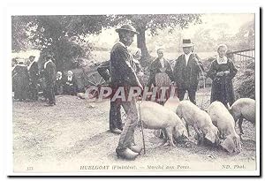 Reproduction Huelgoat (Finistere) Carte Postale Ancienne Marche aux porcs