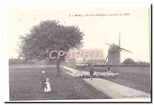 Grez Carte Postale Ancienne Moulin Delaplace construit en 1660 (reproduction)