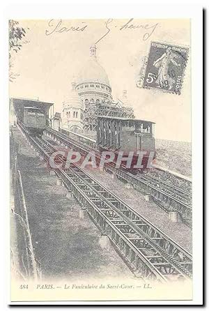 Paris Carte Postale Ancienne Le funiculaire du Sacre Coeur (reproduction)