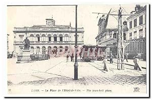 Laon Carte Postale Ancienne La place de l'hôtel de ville (tramways) (reproduction)