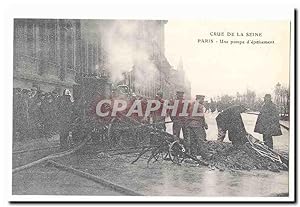 Crue de la Seine Carte Postale Ancienne Paris une pompe d'epuisement (reproduction)