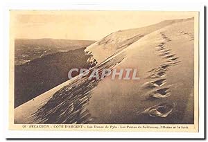 Arcachon Carte Postale Ancienne cote d'argent Les dunes de Pyla Les pentes du Sablonney l'océan e...