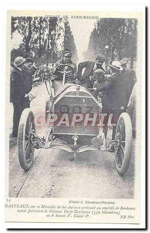 Seller image for Reproduction Gasteaux sur sa MErcedes de 60 chevaux arrivant au controle de Bordeaux (PAris Bordeaux) for sale by CPAPHIL