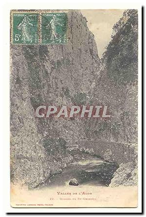 Image du vendeur pour Valle de l'Aude Carte Postale Ancienne Gorges de St Georges mis en vente par CPAPHIL