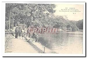 Paris Carte Postale Ancienne Bois de Boulogne LEs bords du lac inferieur (reproduction)