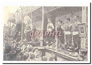 Carte Postale Ancienne Fête foraine La parade (reproduction)