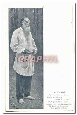 Image du vendeur pour Carte Postale Ancienne Leon Tolstoi d\'apres le tableau de Repine Auteur du roman Anna Karenine mis en vente par CPAPHIL