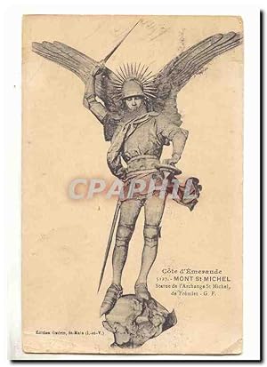 Seller image for Mont Saint Michel Carte Postale Ancienne statue de l'archange St Michel de Fremiet for sale by CPAPHIL