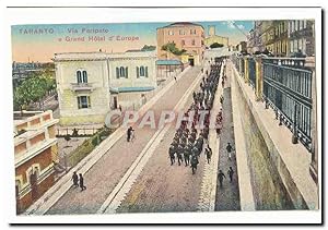 Italie Italia Taranto Carte Postale Ancienne Via Peripato e Grand Hôtel d'Europe