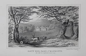 Bild des Verkufers fr Original Antique Lithograph Illustrating Ponty Pool Park in Monmouthshire, the Seat of C Hanbury-Leigh, Esq, Visitation of Seats By J. B. Burke, Published in 1852 - 1855. zum Verkauf von Rostron & Edwards