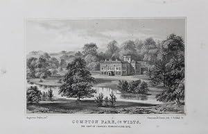 Bild des Verkufers fr Original Antique Lithograph Illustrating Compton Park in Wiltshire, the Seat of Charles Penruddocke, Esq, Visitation of Seats By J. B. Burke, Published in 1852 - 1855. zum Verkauf von Rostron & Edwards