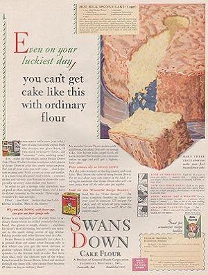 ORIG VINTAGE MAGAZINE AD/ 1930 SWANS DOWN CAKE FLOUR AD