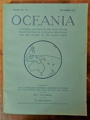 Seller image for OCEANIA: Volume II. No.1: September 1936: A Journal Devoted to the Study of the Native Peoples of Australia, New Guinea and The Islands of the Pacific Ocean for sale by Uncle Peter's Books