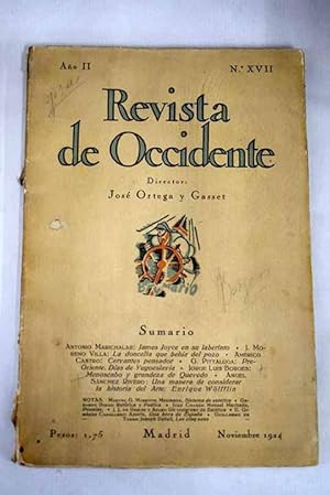 Seller image for Revista de Occidente, Ao 1924, n 17:: James Joyce en su laberinto; La doncella que beba del pozo; Cervantes pensador; Pre-Oriente. Das de Yugoeslavia; Menoscabo y grandeza de Quevedo; Enrique Wlfflin for sale by Alcan Libros