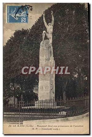 Bild des Verkufers fr Carte Postale Ancienne Le Mans Sarthe Monument eleve aux precurseurs de l'aviation Avion zum Verkauf von CPAPHIL