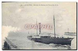 Carte Postale Ancienne Le Havre Entrée du Bateau de Trouville