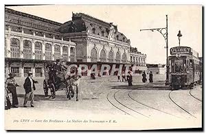 Carte Postale Ancienne Lyon Gare des Brotteaux La station des tramways Cheval