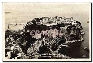 Carte Postale Ancienne Monaco le Rocher vue prise de l'Observatoire
