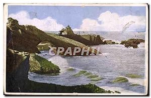 Carte Postale Ancienne Biarritz La Roche percee et l'ensemble