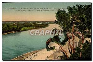 Seller image for Carte Postale Ancienne Avignon Panorama sur le Rhone pris du jardin du rocher vers le Mont Ventoux for sale by CPAPHIL